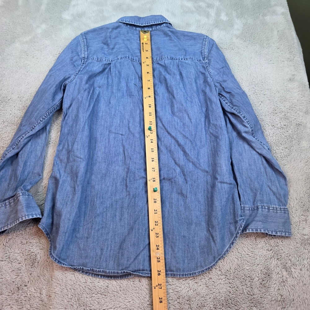 Talbots Chambray Denim Button Down Shirt Womens S Long Sleeve Pocket Blue Cotton - Picture 5 of 6